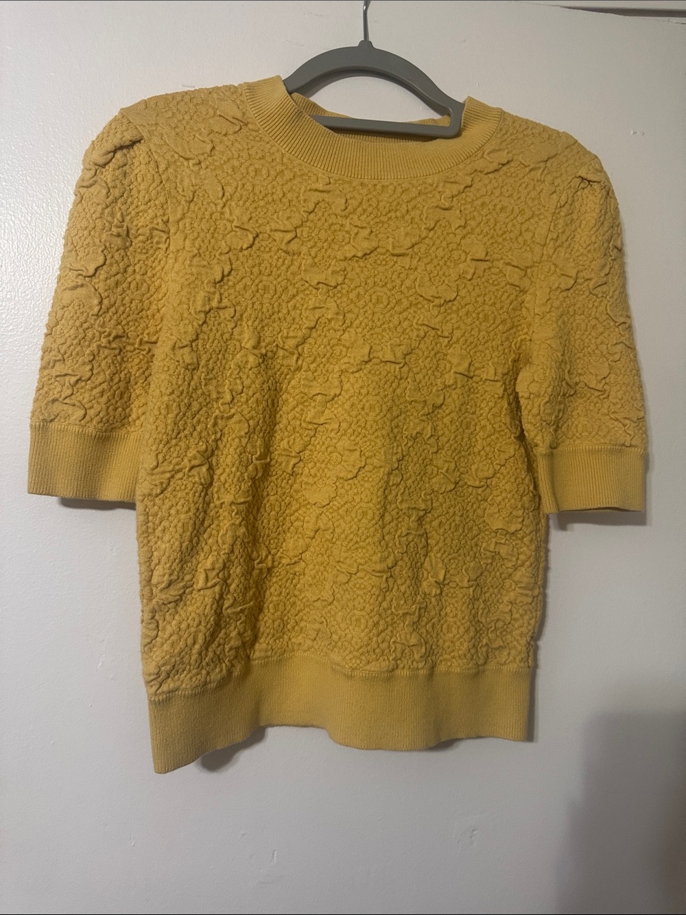 Free People Textured Short-Sleeve Knit in Warm Yellow